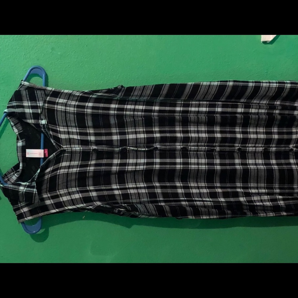 Blue and white button up dress